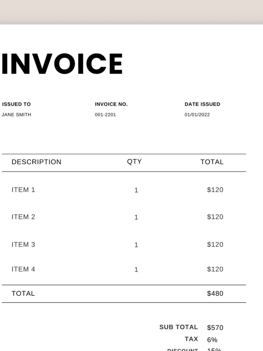 Editable Business Invoice Template | Google Sheets & Excel | Small ...