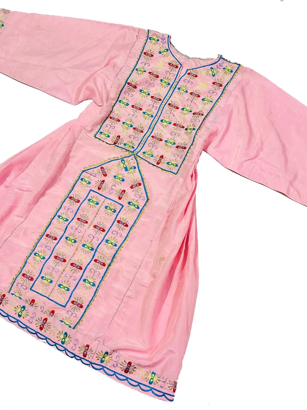 gypsy pink dress Long Sleeve Woven Dress with Elastic Waistband and Pockets