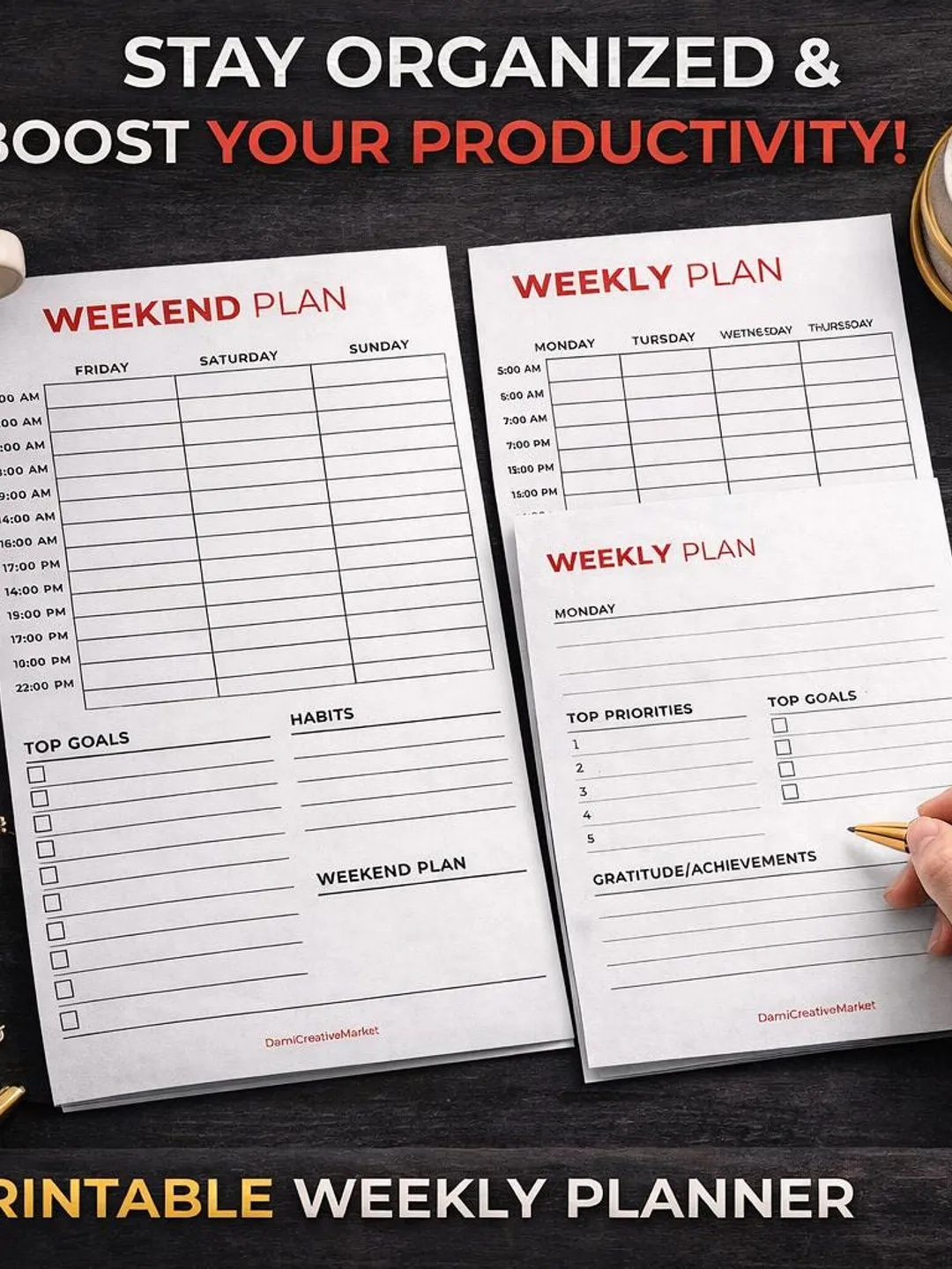Minimalist Weekly Planner Printable | A4 A5 Letter Sizes (Digital Download