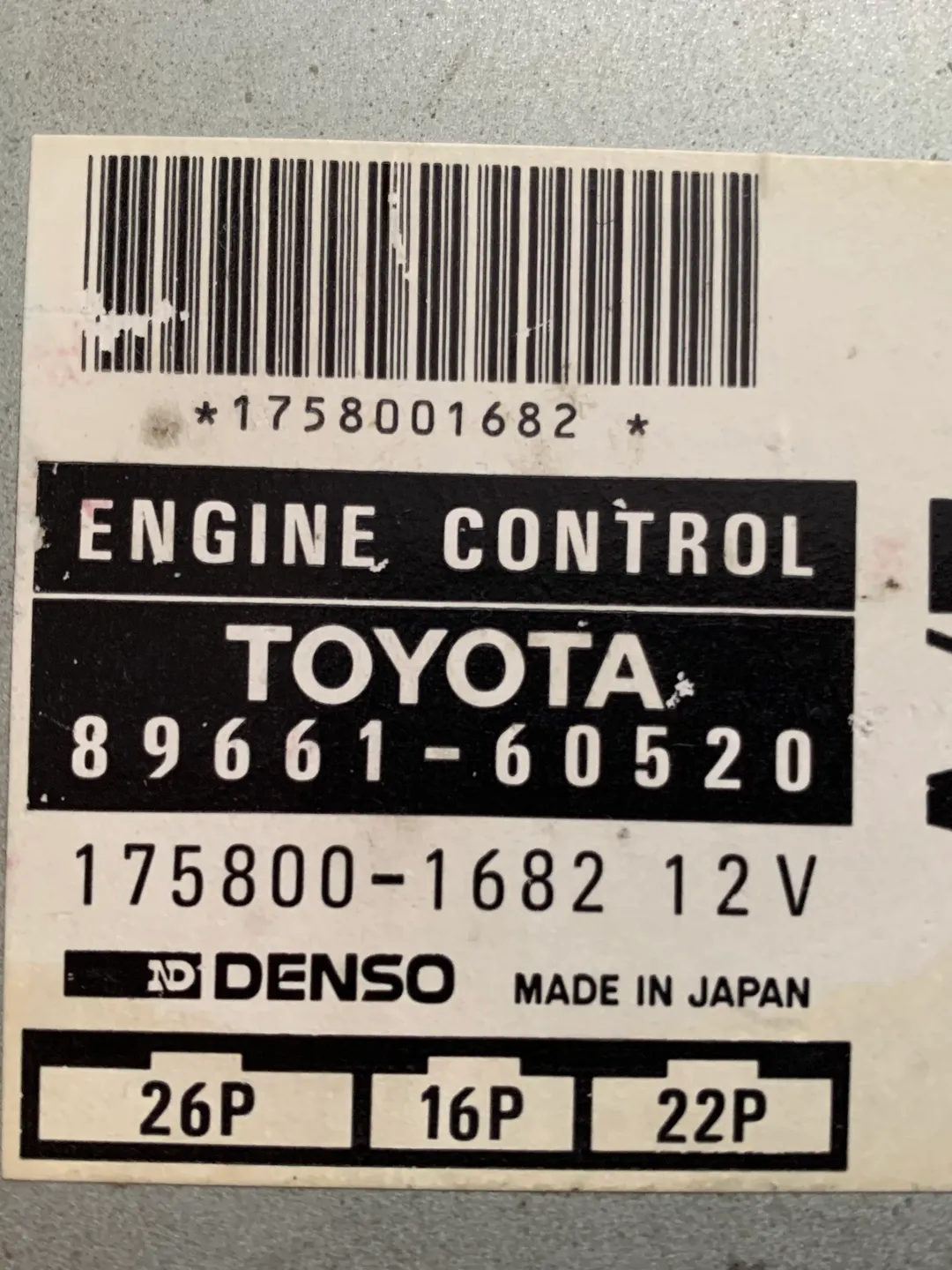 Engine control module ECU 89661-60520 8966160520 TOYOTA 1KZ-TE