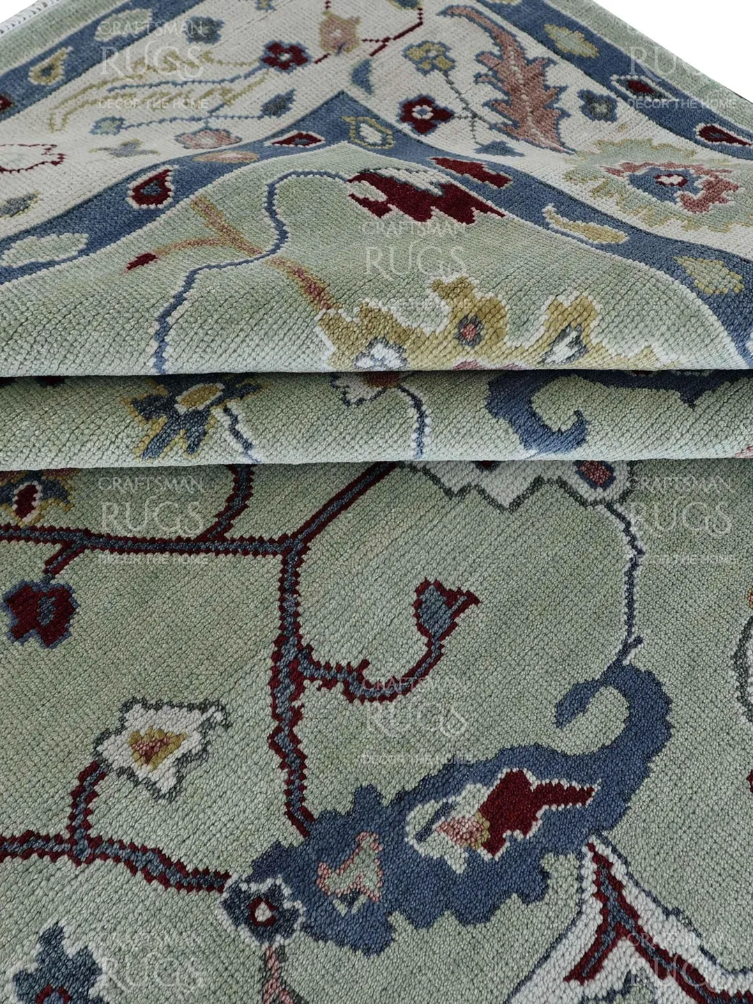 Lt. Green Modern Oushak style Hand Knotted Rug, Antique Style Handmade Rugs for Living Room - Contemporary Floor Carpet