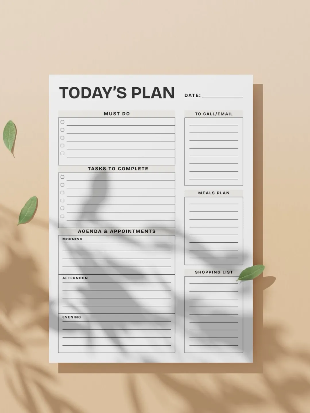 Minimalist Daily Planner, Undated Schedule, Task Management PDF ...