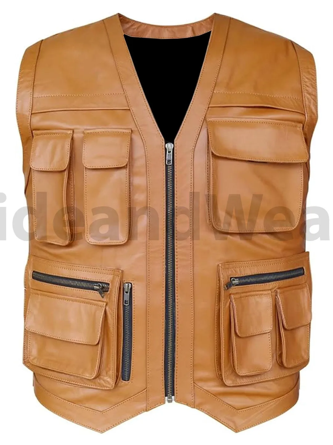 brown sheepskin leather vest