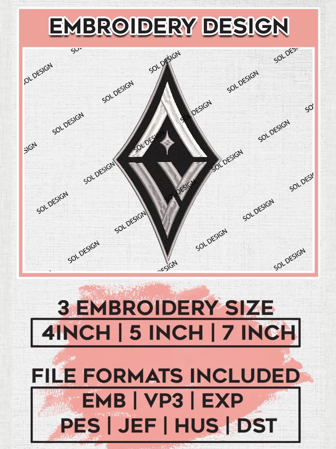 WNBA Las Vegas Aces Basketball Team Embroidery Files, WNBA Las Vegas Team Embroidery Designs, Basketball Teams, 3 sizes, Machine embroidery designs, Digital Download