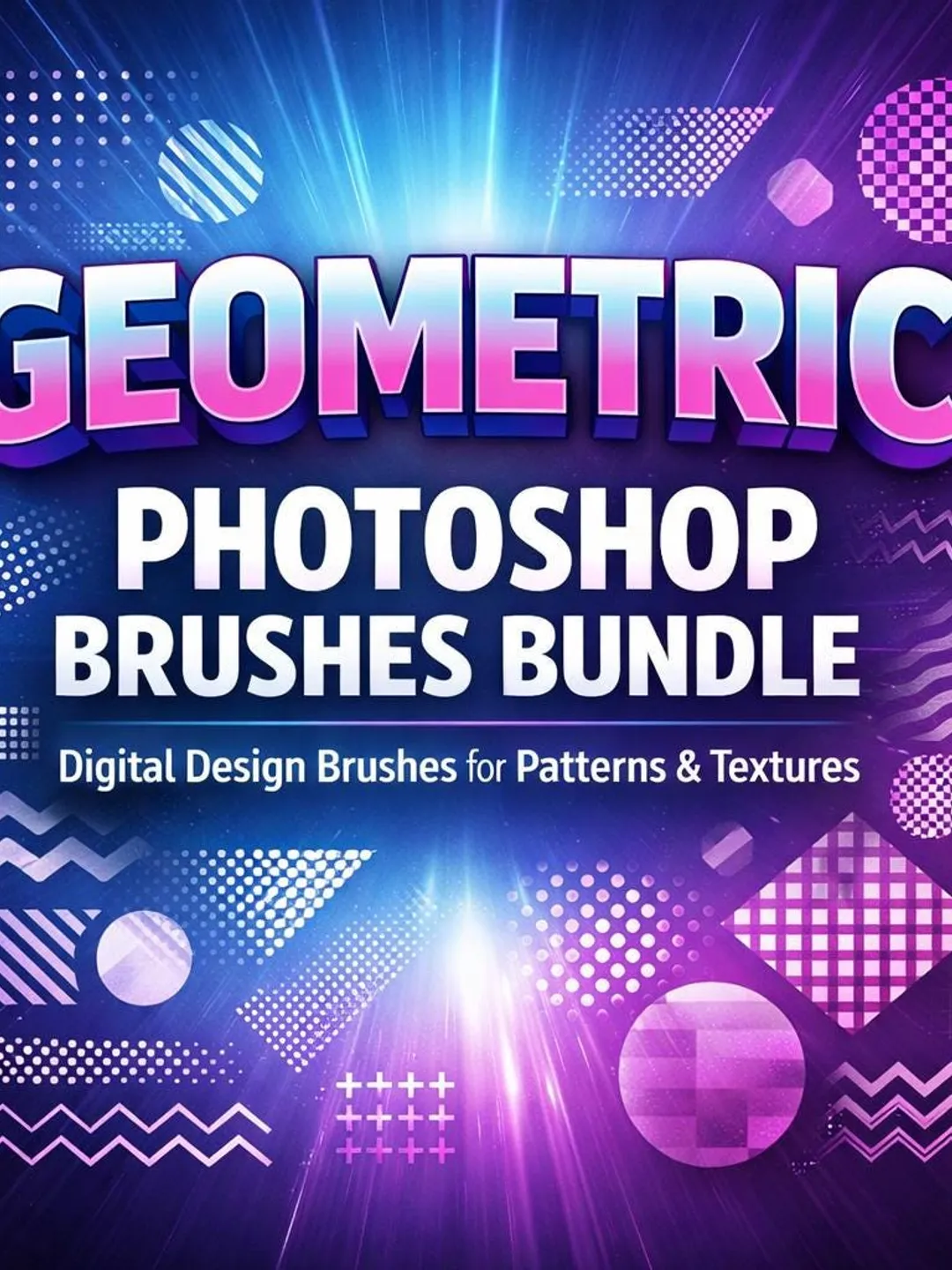 Geometric Photoshop Brushes Bundle: Modern Patterns, Abstract Lines, Grids, Texture Design Toolkit