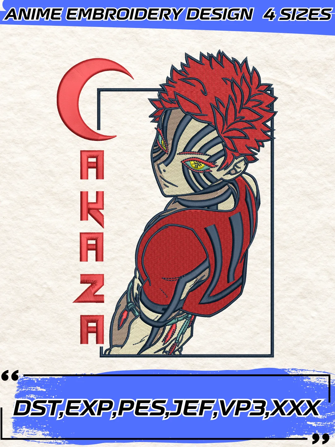 Akaza Demon Slayer Embroidery Design,Kimetsu No Yaiba Machine Embroidery Design,4 Sizes,Instant Download