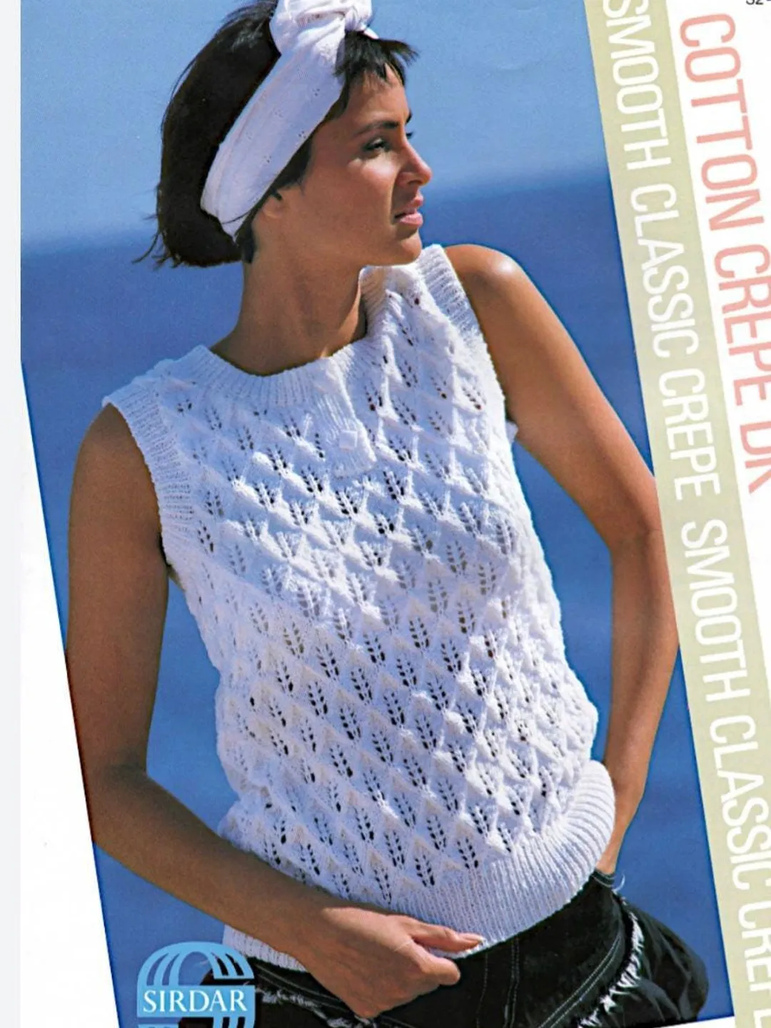 Lace top summer knitting pattern women top pdf sleeveless sweater pattern knitting vest pdf