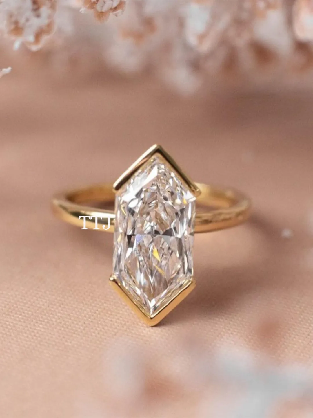 3CT Dutch Marquise Moissanite Diamond Engagement Ring Half Bezel Set Ring Solitaire Ring Wedding Ring promise Ring Anniversary Gift