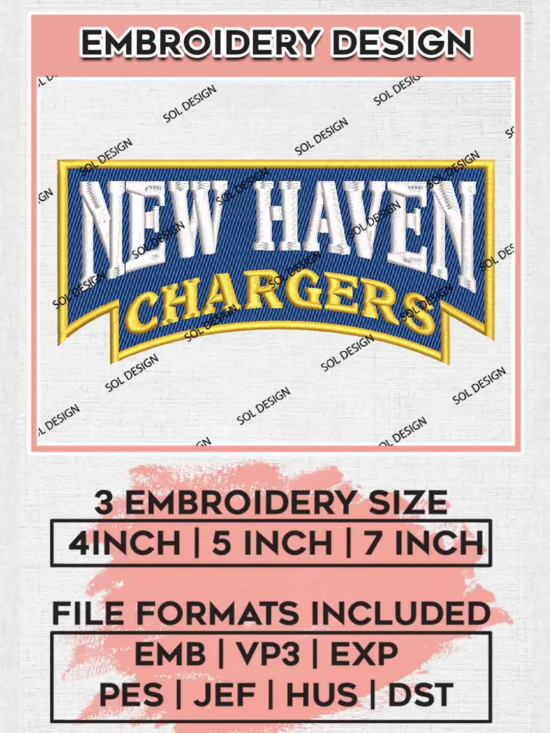 New Haven Wordmark Embroidery Designs, Football Logo Embroidery files, Sport Machine embroidery designs, Instant Download