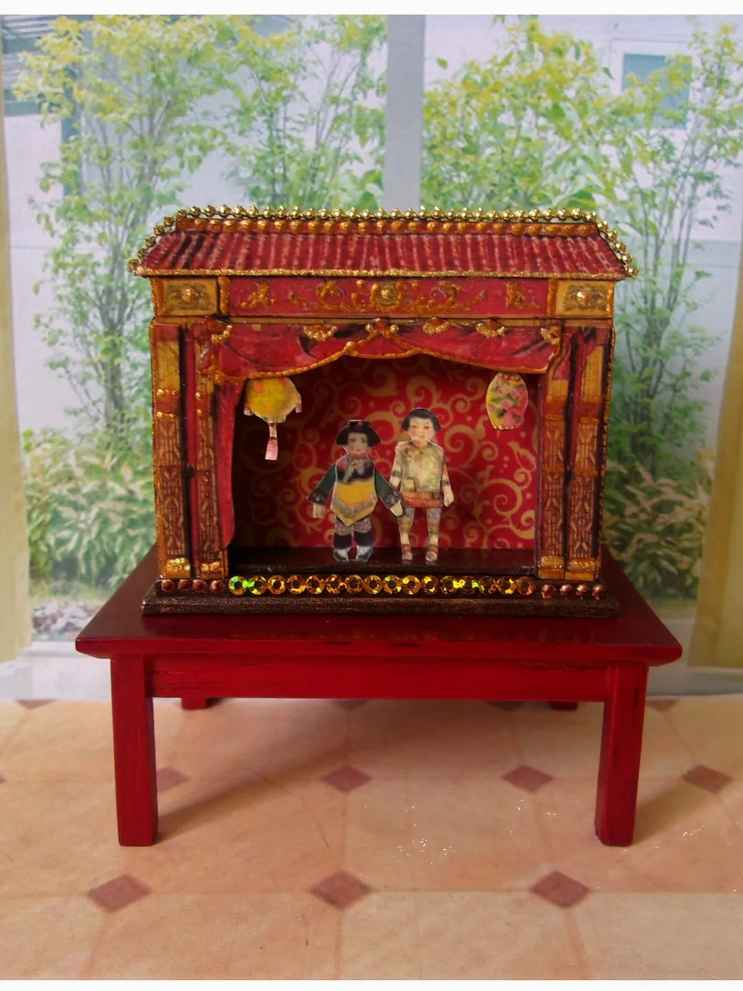Miniature puppet theater for doll houses.1:12 scale.