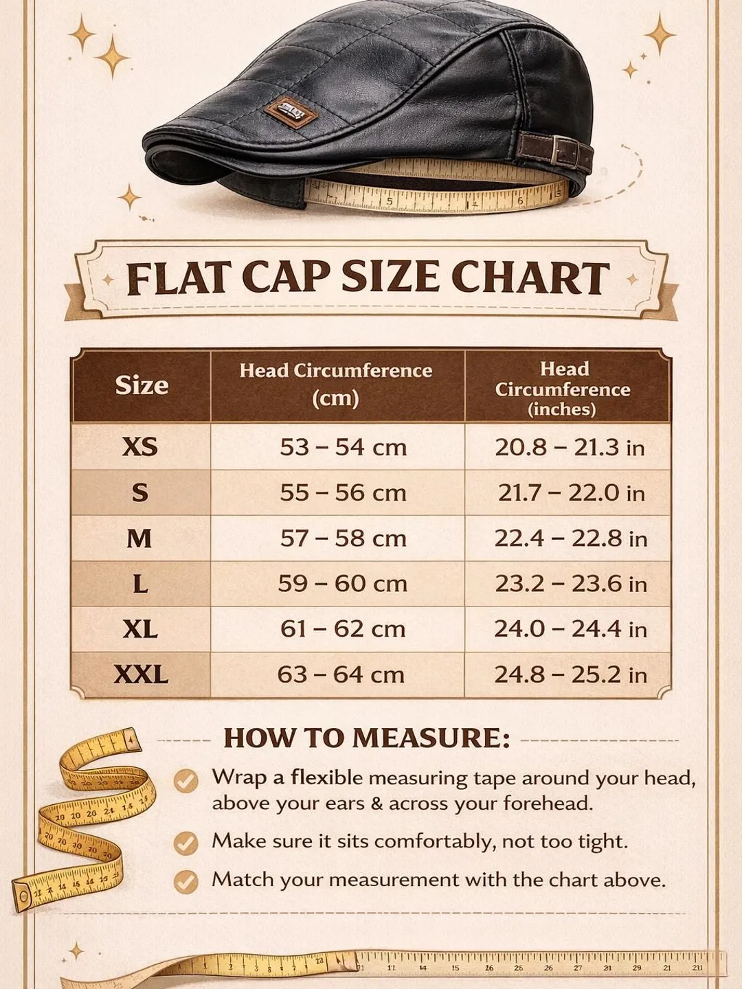 Full Grain Leather Flat Cap: Vintage Gatsby Newsboy Hat, Winter
