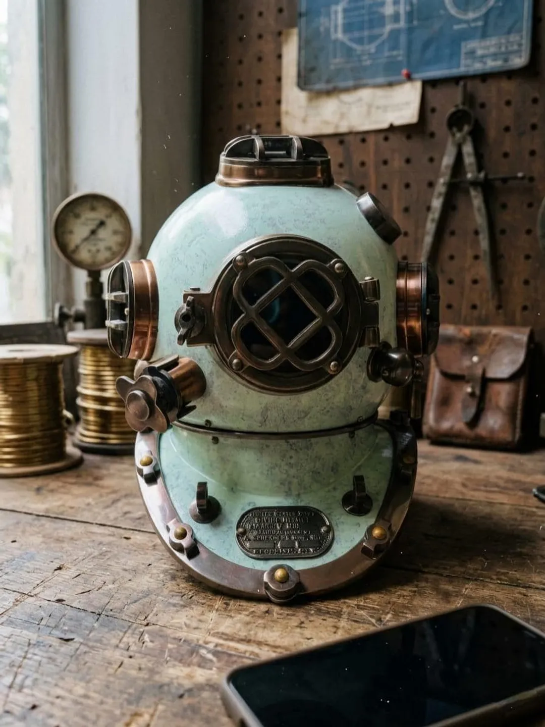 Mark V Deep Sea Diving Helmet – Antique Nautical Collectible, Steampunk Decor