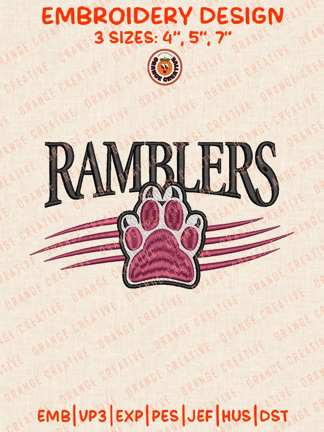 NCAA Ramblers Logo Embroidery Design Files, NCAA Logos Embroidery Designs, NCAA Loyola Chicago Ramblers Machine Embroidery Files, 3 Sizes, Custom Sizes, Instant Download