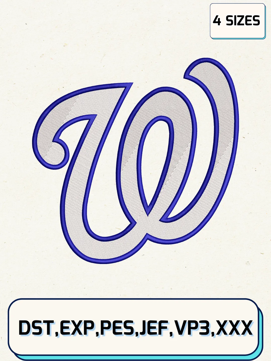 Washington Nationals Logos Embroidery Design Files, MLB Logos Embroidery Designs, Machine Embroidery Files, 4 Sizes