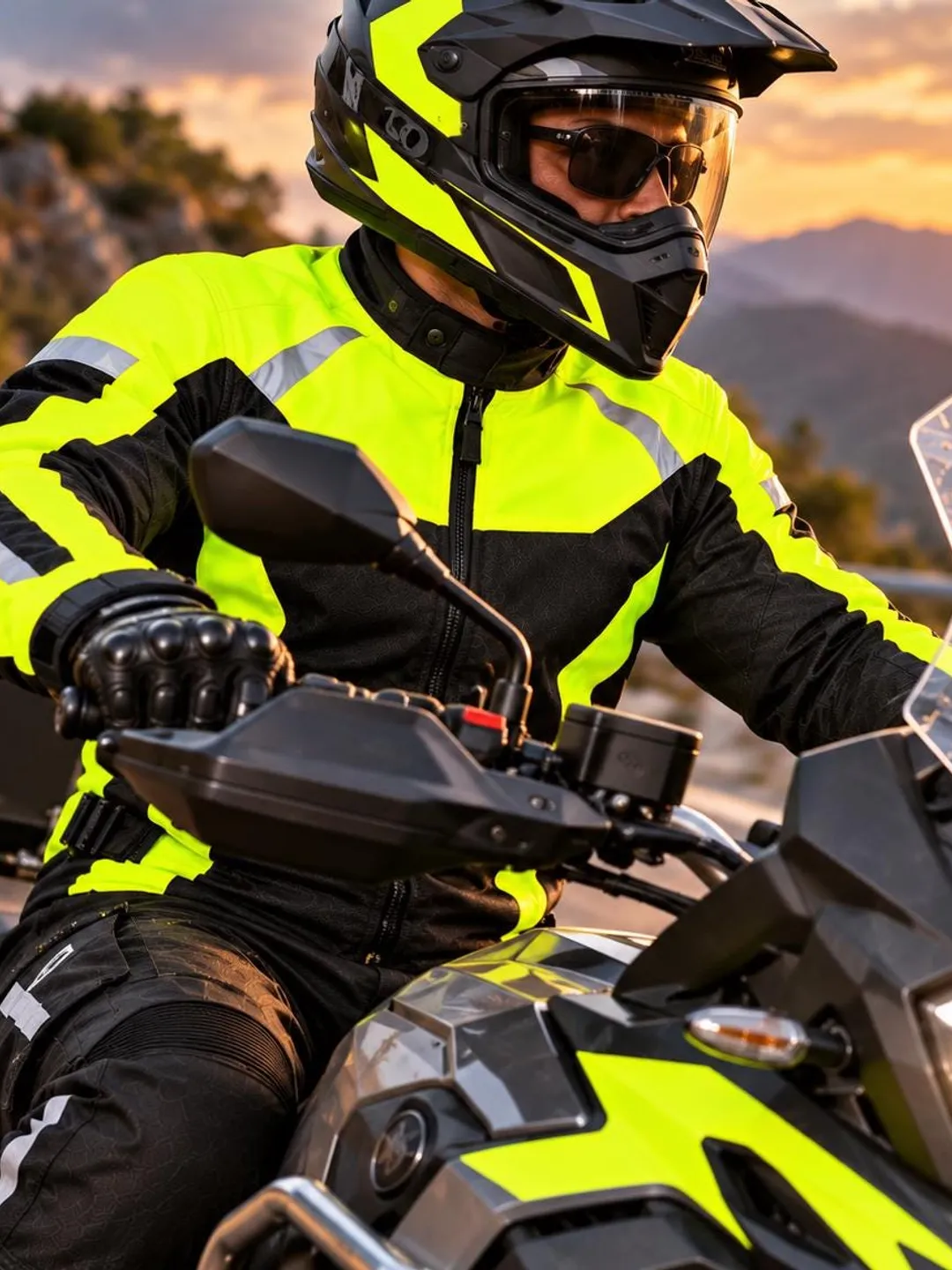 ZARK Men's Hi Vis Motorcycle Jacket, Neon Yellow Textile Riding