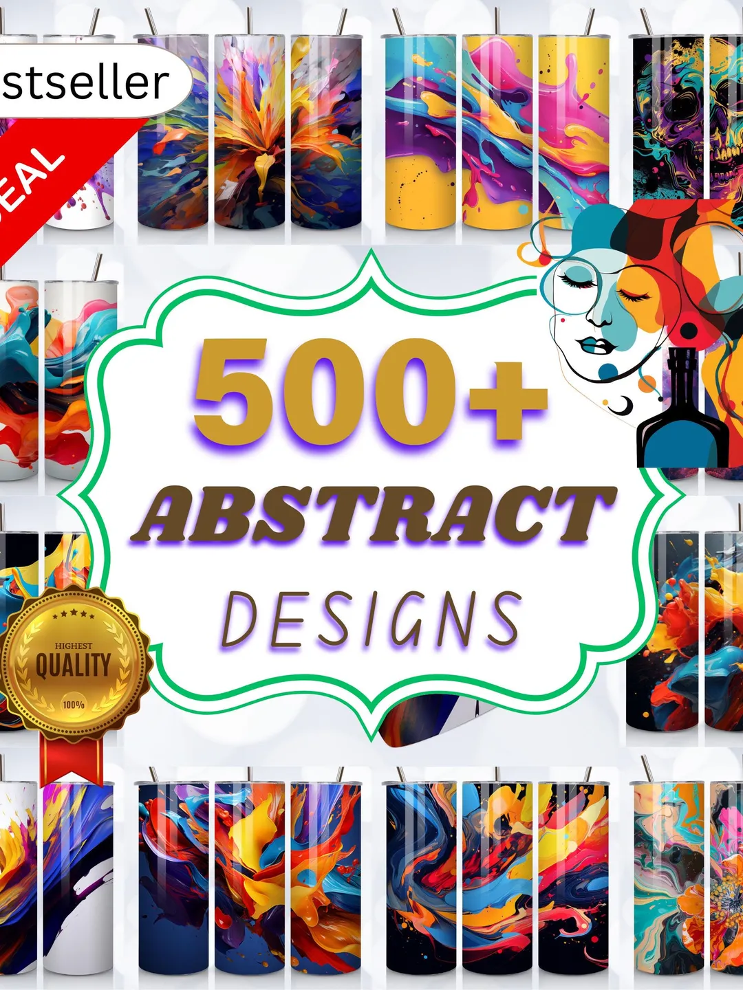 Abstract Tumbler Wraps Bundle: Geometric Sublimation Designs (Digital ...