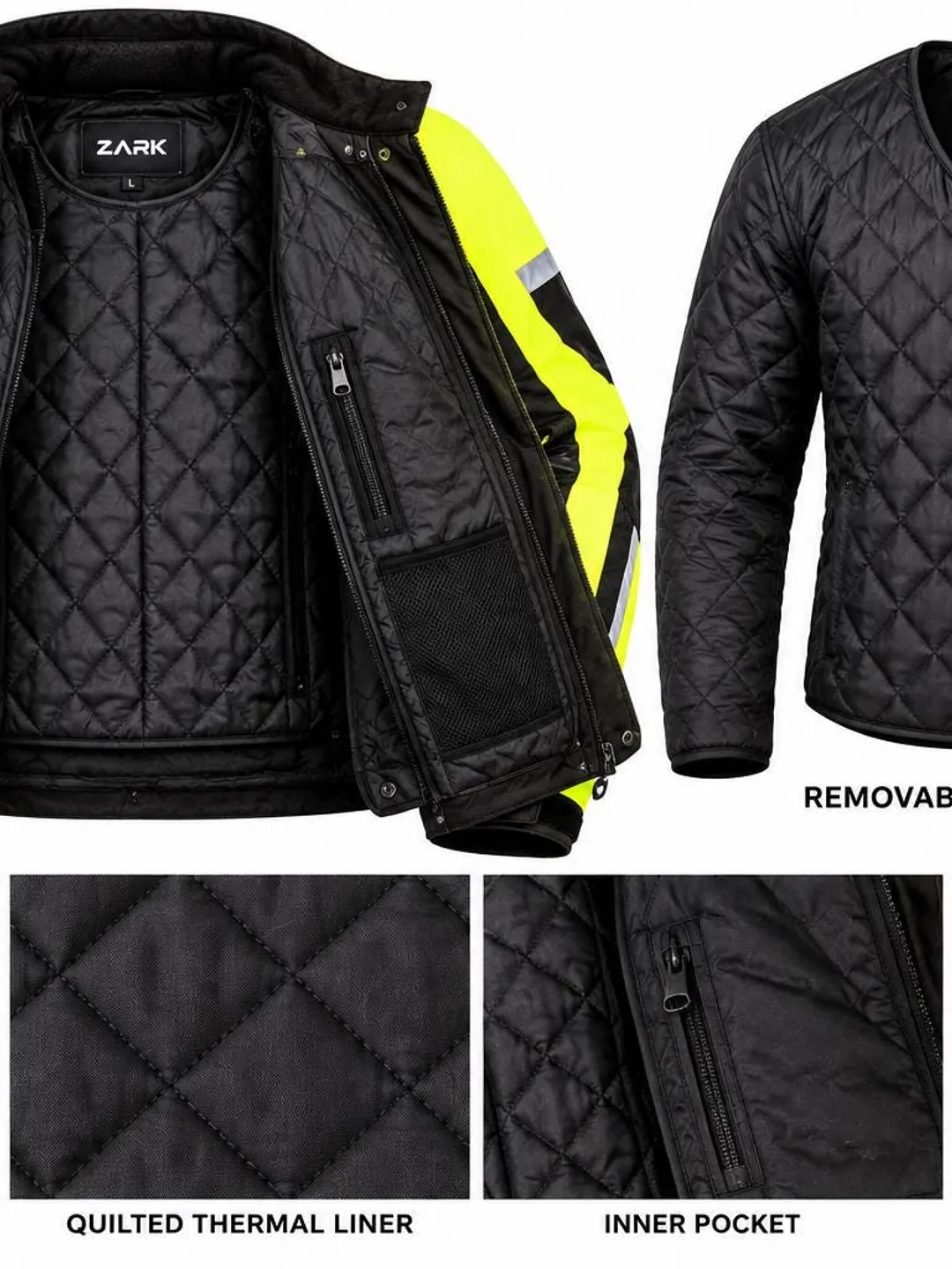 ZARK Men's Hi Vis Motorcycle Jacket, Neon Yellow Textile Riding
