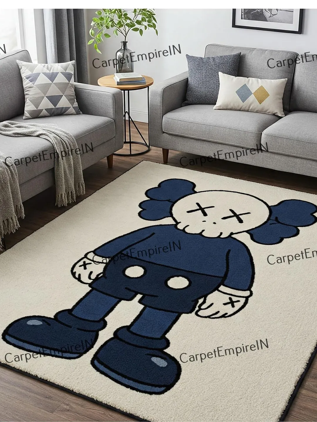 Kaws rug—cartoon carpet, Kaws carpet, 2x3, 3x5, 4x6, 5x7, 6x9, Case rugs, cartoon carpets, dining room, hallway, cartoon rug, Kaws wall art.