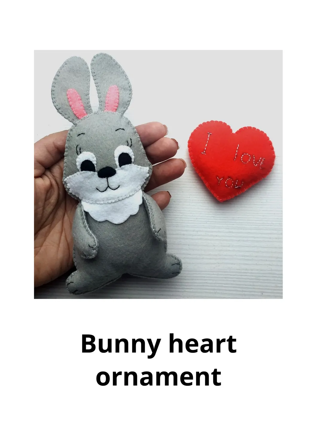 Valentines day gift, bunny toy, gift for her, gift for him, felt toys, Valentine day decor, Valentine heart, Valentine love ornament, felt heart ornament, Valentine bunny gift