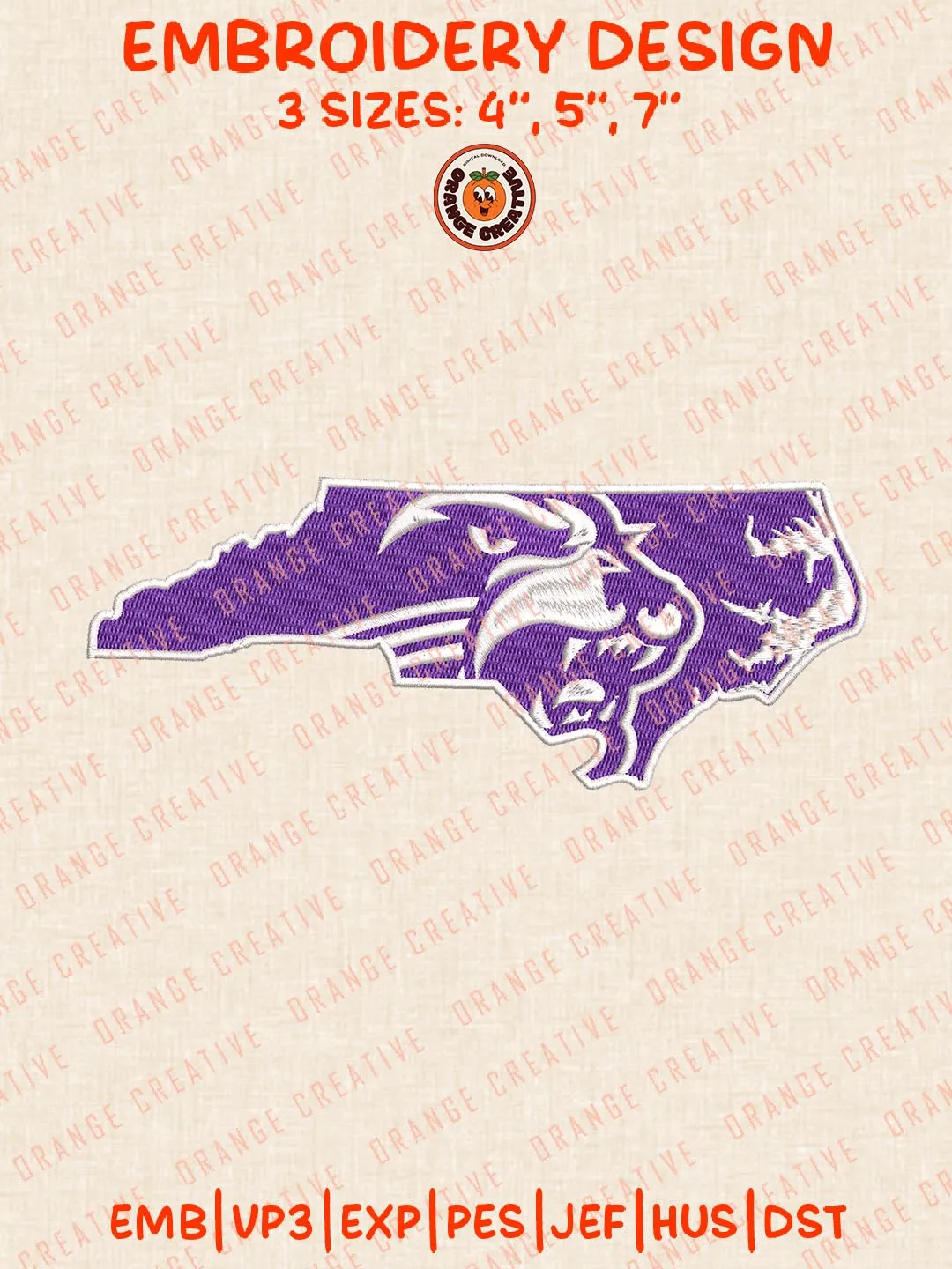 Western Carolina Catamounts Mascot Embroidery Design, NCAA Team Logo Embroidery Design, Machine Embroidery Design File, 4 Sizes, Digital Download