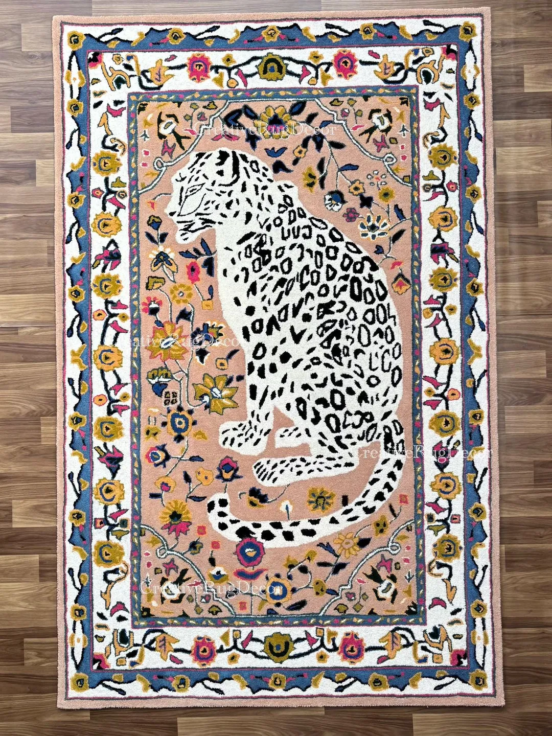 Hand Tufted Wool Bedroom Rug, Luxury Floral Statement Area Carpet
