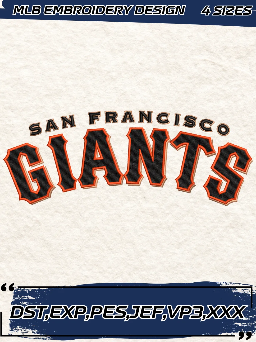 Giants Baseball Embroidery Design - Wordmark Logo - Machine Embroidery File