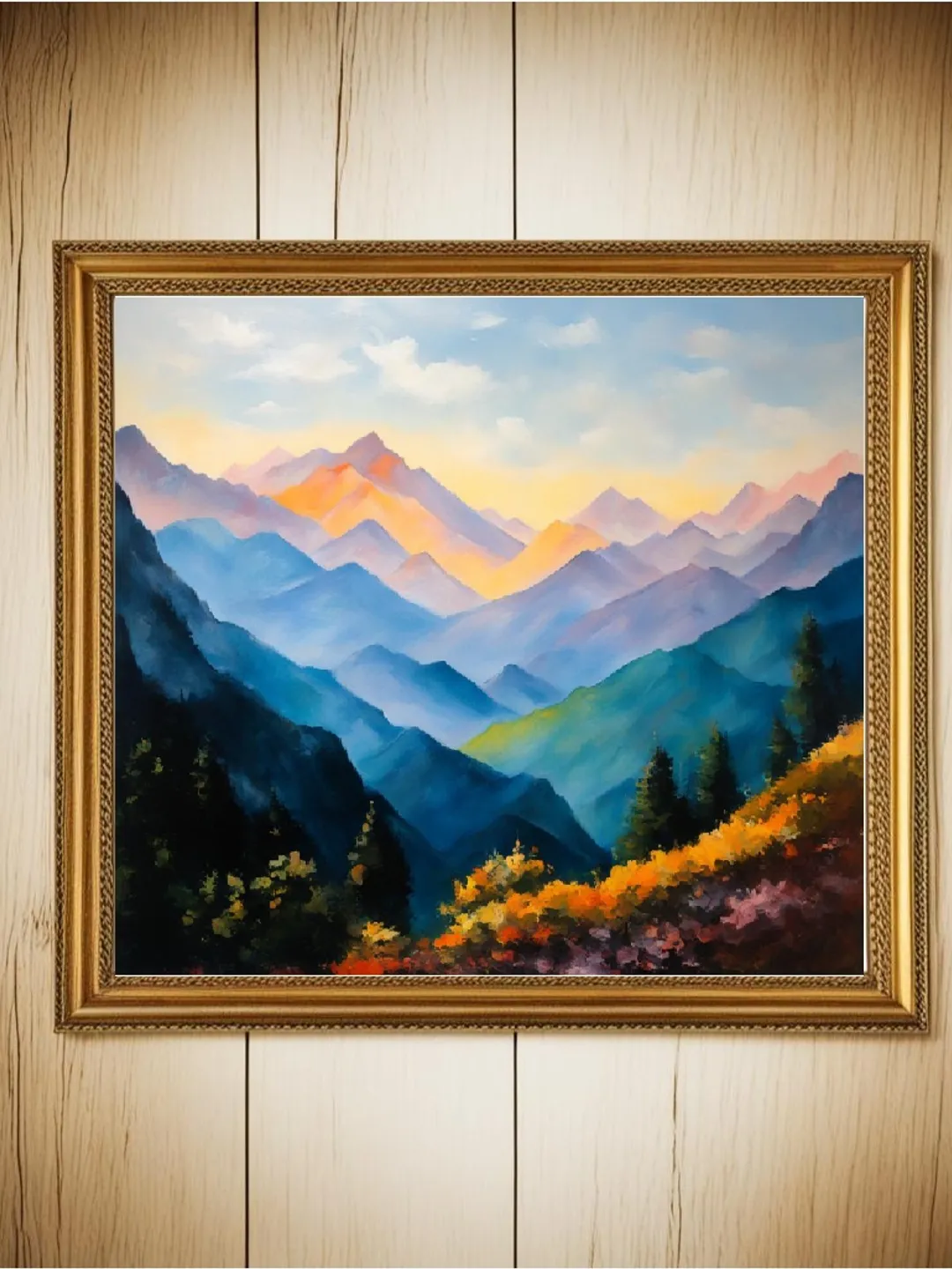 Nature's Beauty: Mountain Sunrise Digital Painting