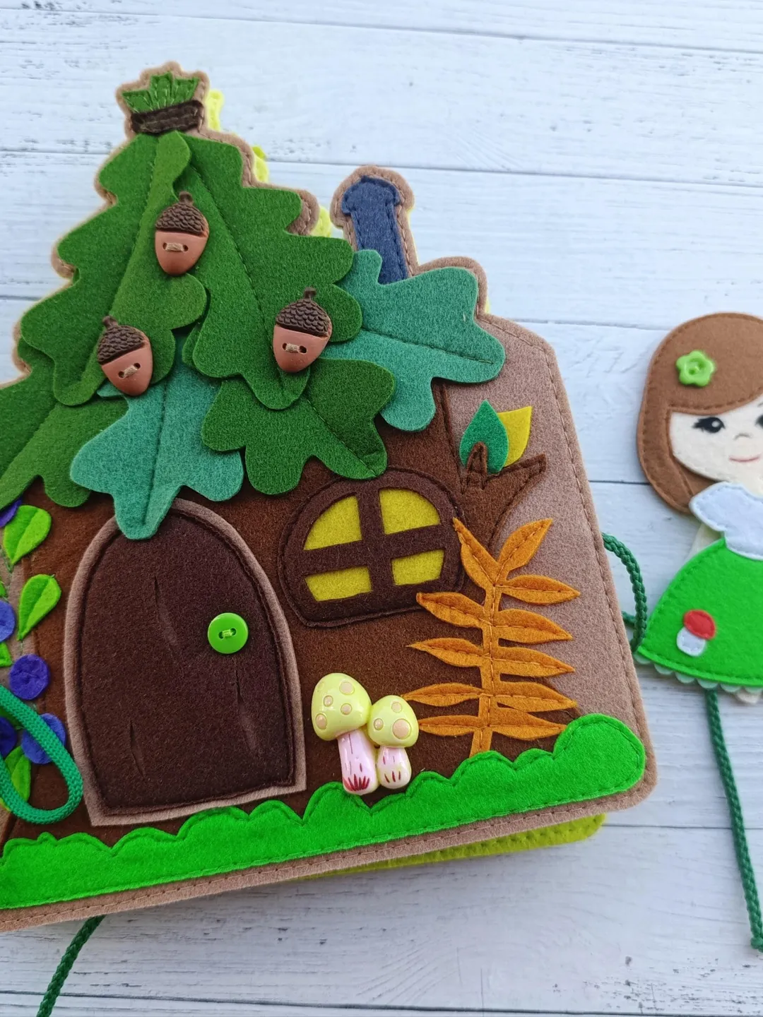 Fairy dollhouse Quiet book pattern, Felt book pattern pdf, Felt doll Pattern with clothes set, Dress up Doll, Busy book pattern for girl