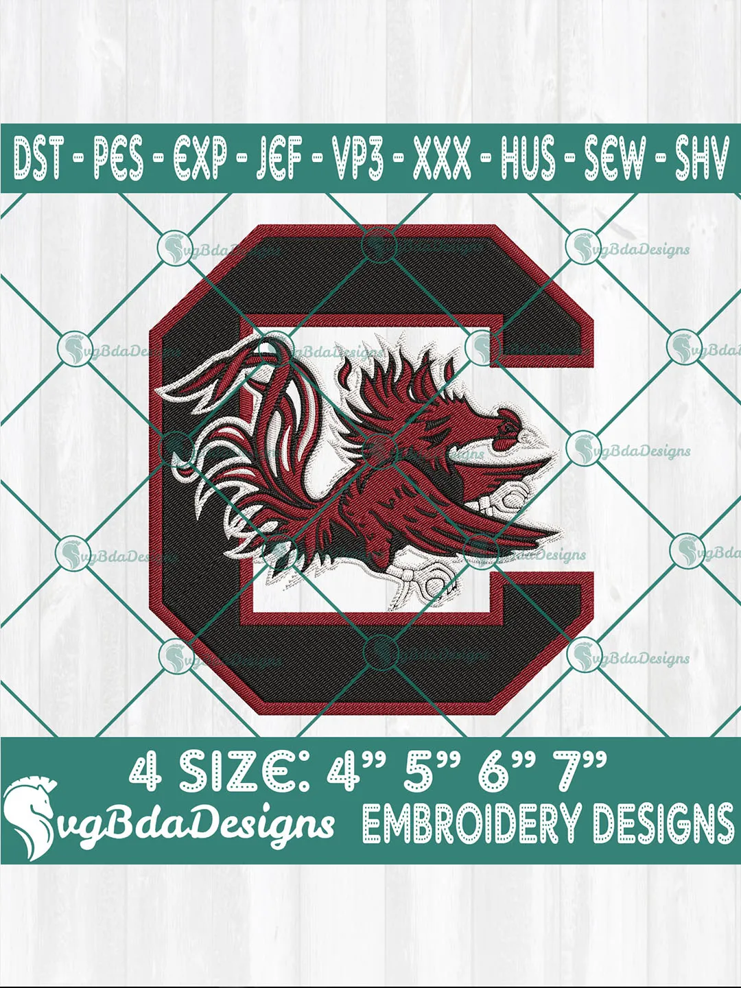 South Carolina Gamecocks Embroidery Designs | NCAA Football Logo Embroidery Files