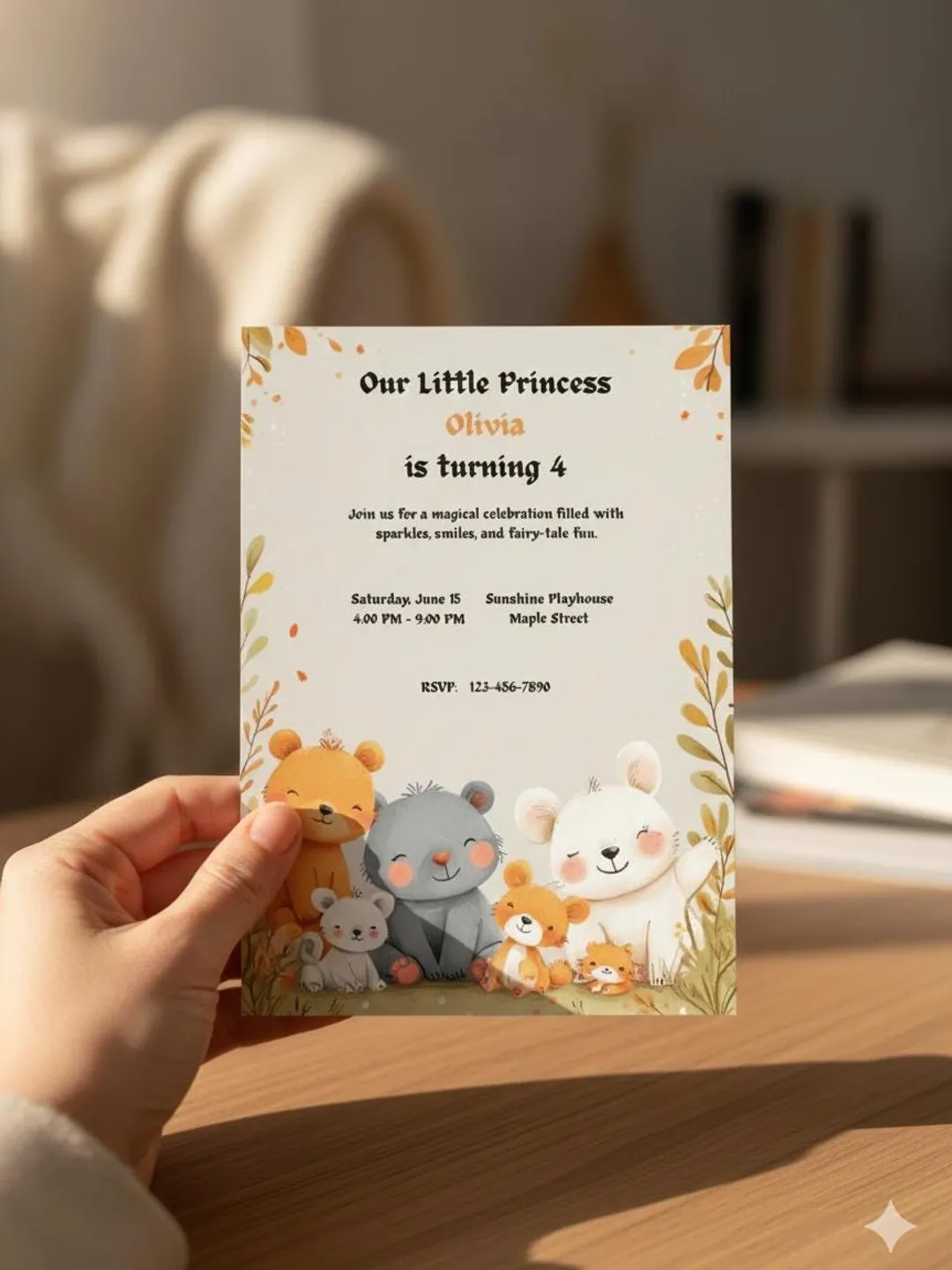 Princess Birthday Invitation| Cute Animal Girl Birthday Invite| Woodland Birthday Party| Editable Printable Kids Invitation|Editable in cana