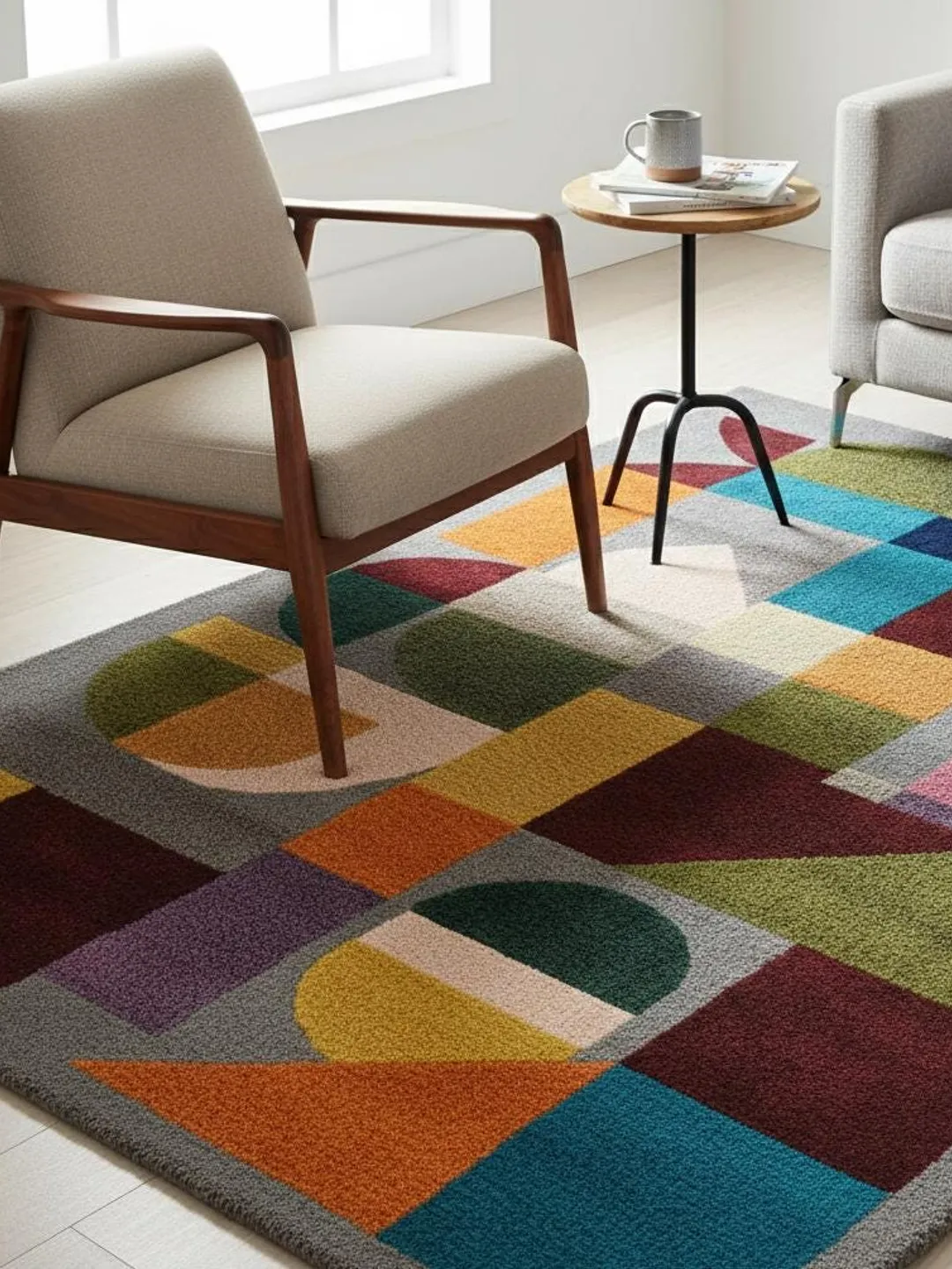 Modern Multi-Color Geometric Area Rug Abstract Shapes Floor Carpet for ...