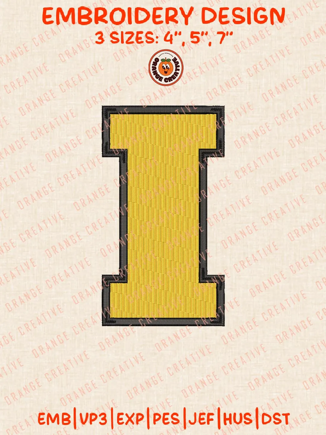 NCAA Iowa Letter Embroidery Design, NCAA Iowa Hawkeyes Team Logo Embroidery Design, Machine Embroidery Design File, 4 Sizes, Digital Download