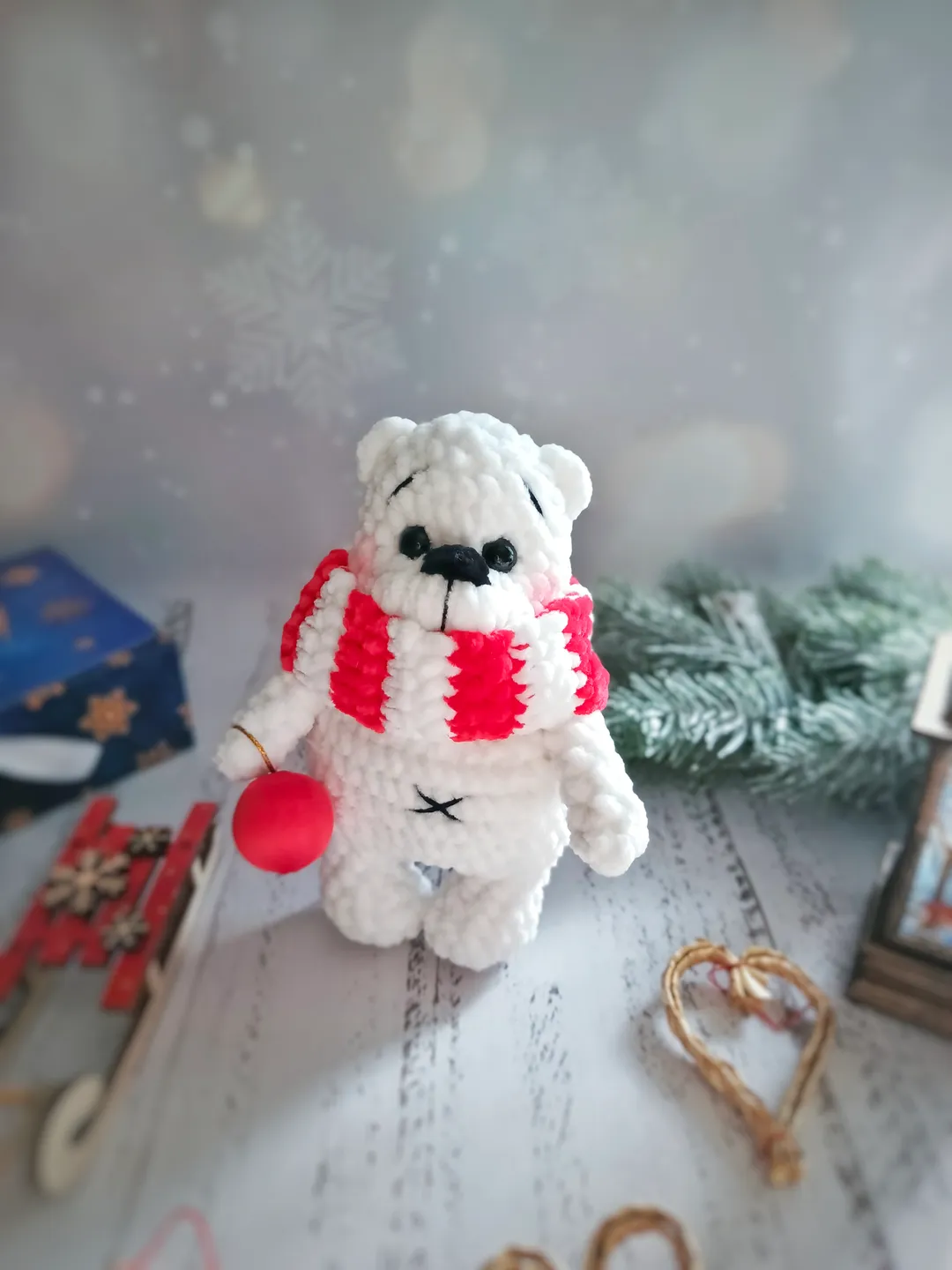Polar Bear Crochet PATTERN, NO SEW Easy Amigurumi, Mini Teddy Bear, Small Winter Plushie