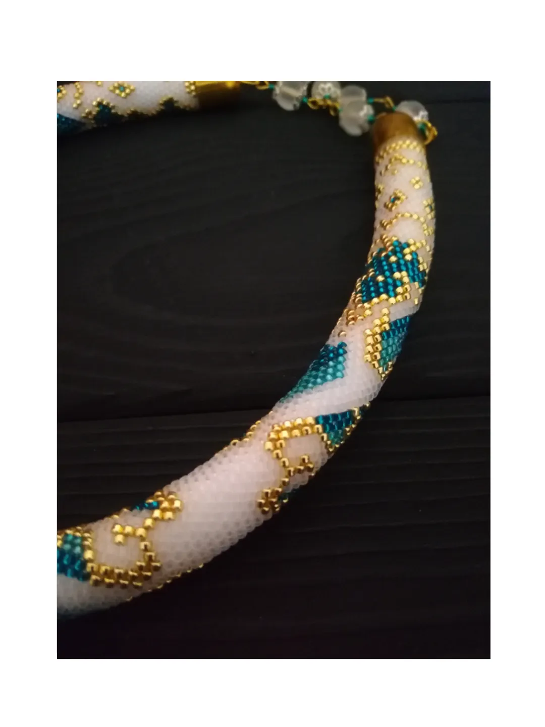 Crochet Rope Necklace , Organic Seed Beaded Necklace