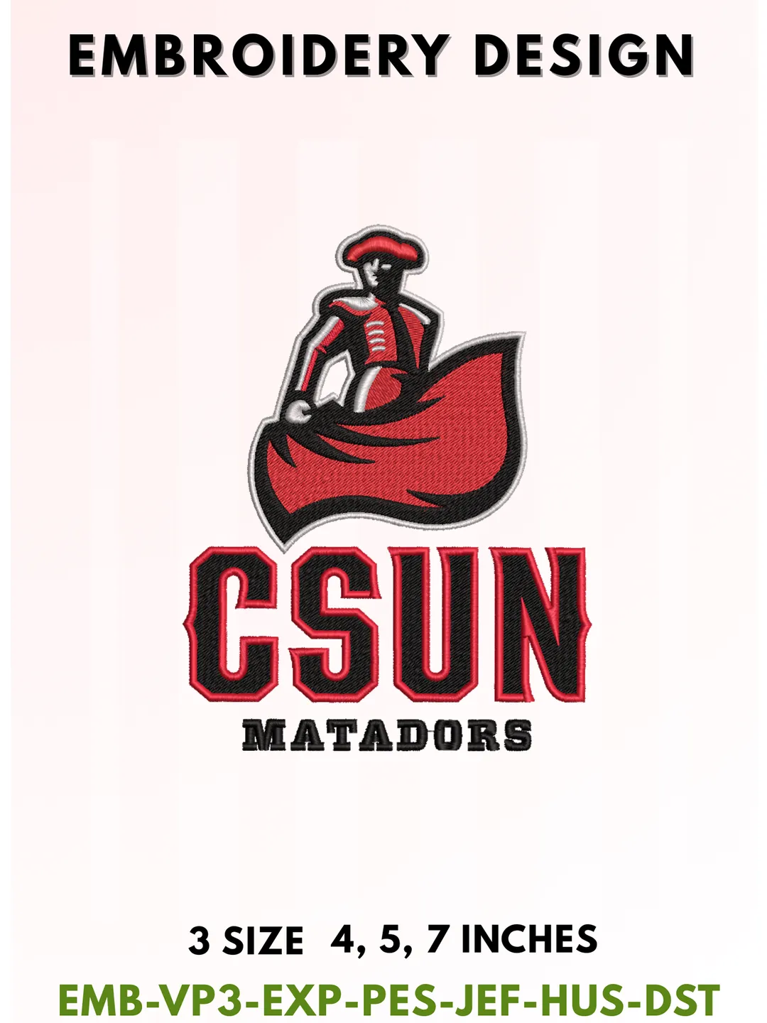 Matador Football Embroidery Design, College Sports Embroidery Files, Sports Machine Embroidery Files, 3 Sizes, Instant Download