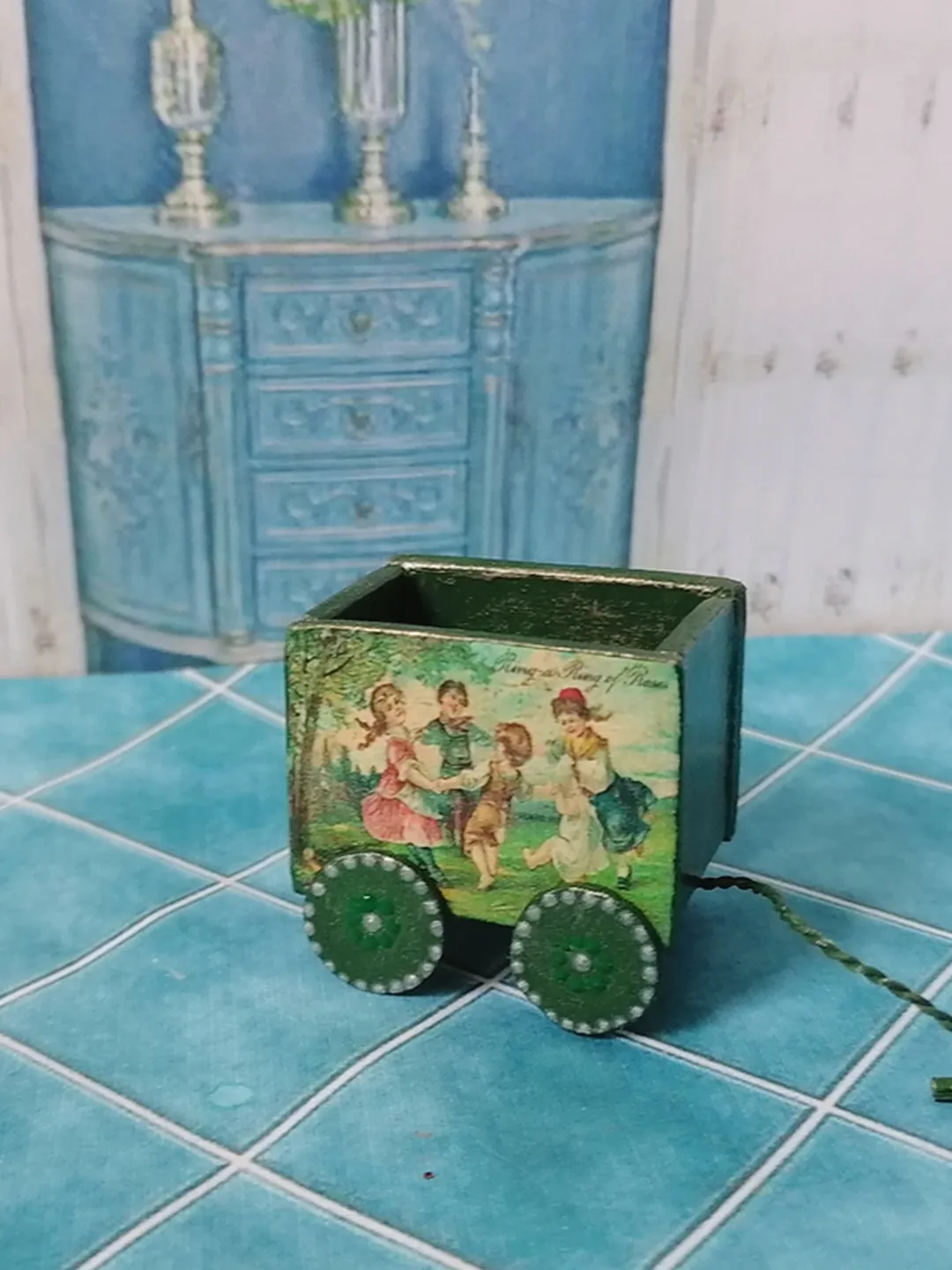 Trolley for dollhouse. Doll toy .1:12 scale.