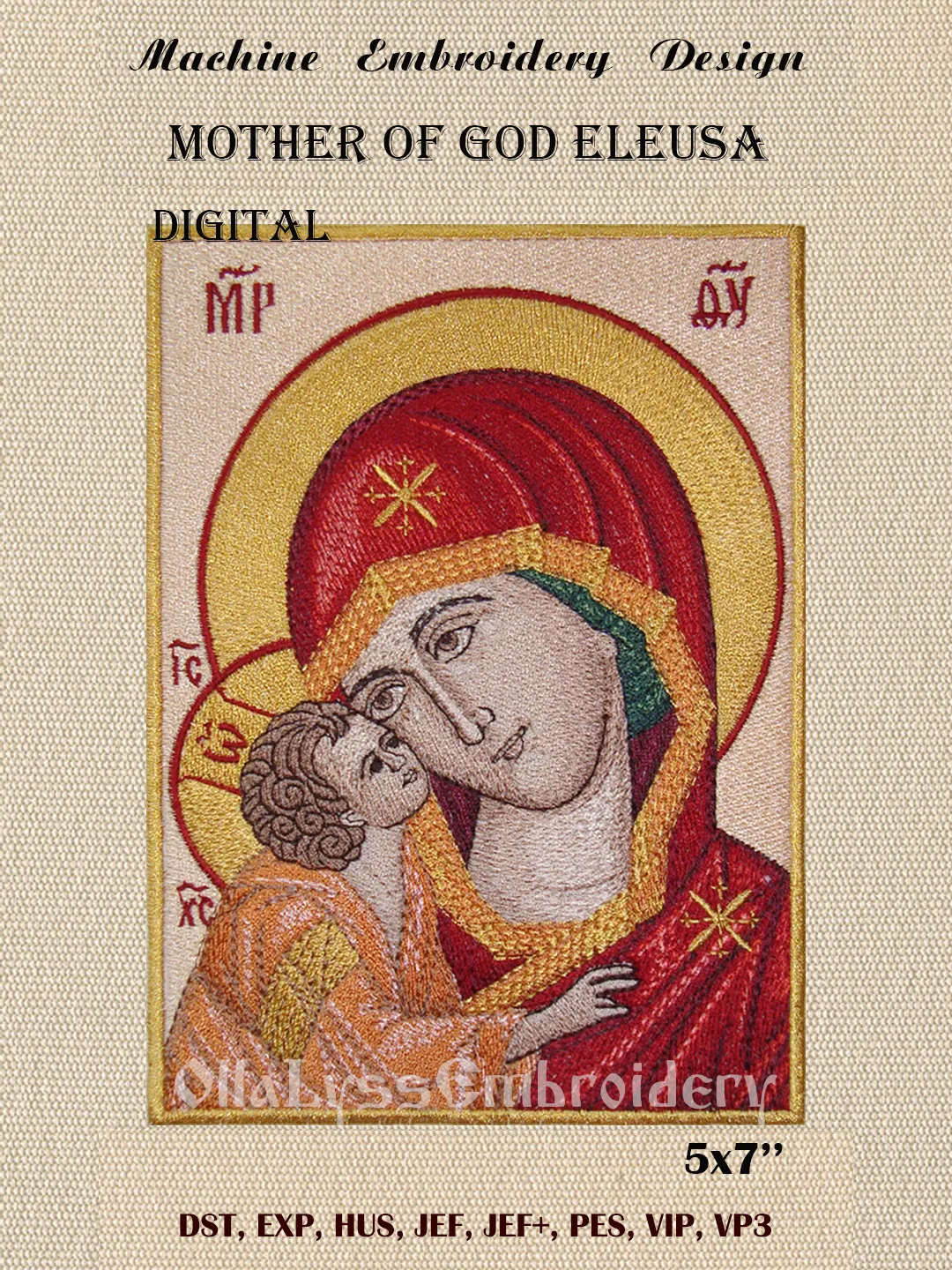 Mother of God Eleusa embroidery design