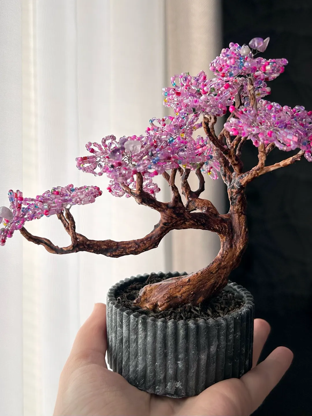 Decorative Handmade Tree Beaded azalea blossom tree | tree ornament | art | realistic tree ...