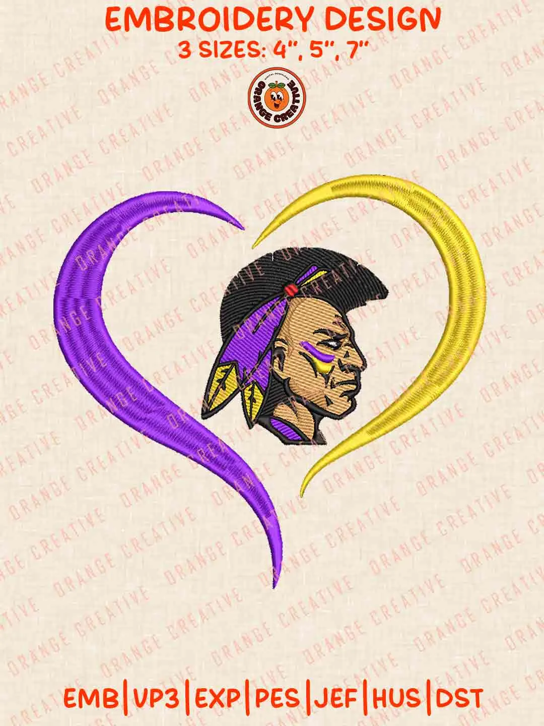 Alcorn State Brave Heart Embroidery Design Files, Football Logos Embroidery Designs, Sport Machine Embroidery Files, 3 Sizes, Custom Sizes, Instant Download