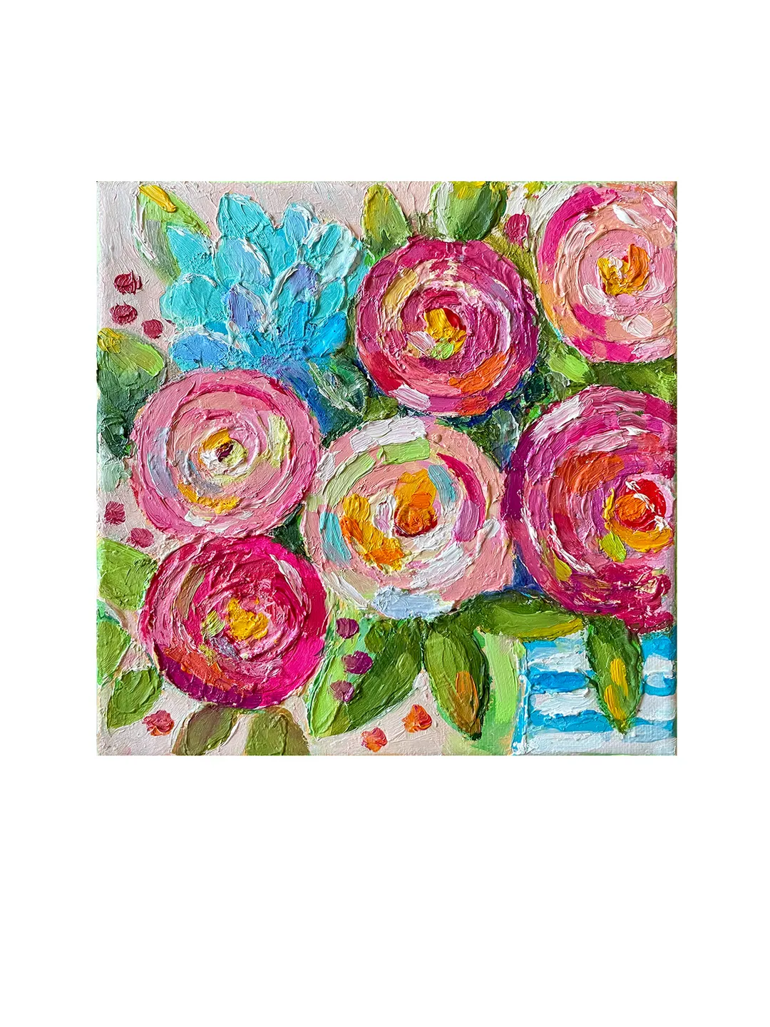 Flowers original oil painting, Rose Hydrangea canvas art Floral bouquet fine art