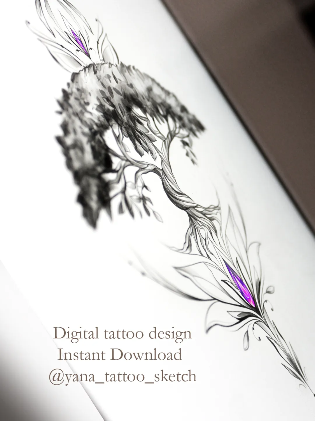 Tree Of Life Tattoo Design Tree Of Life Tattoo Stencil Idea Sketch Female, Instant download PDF, JPG, PNG