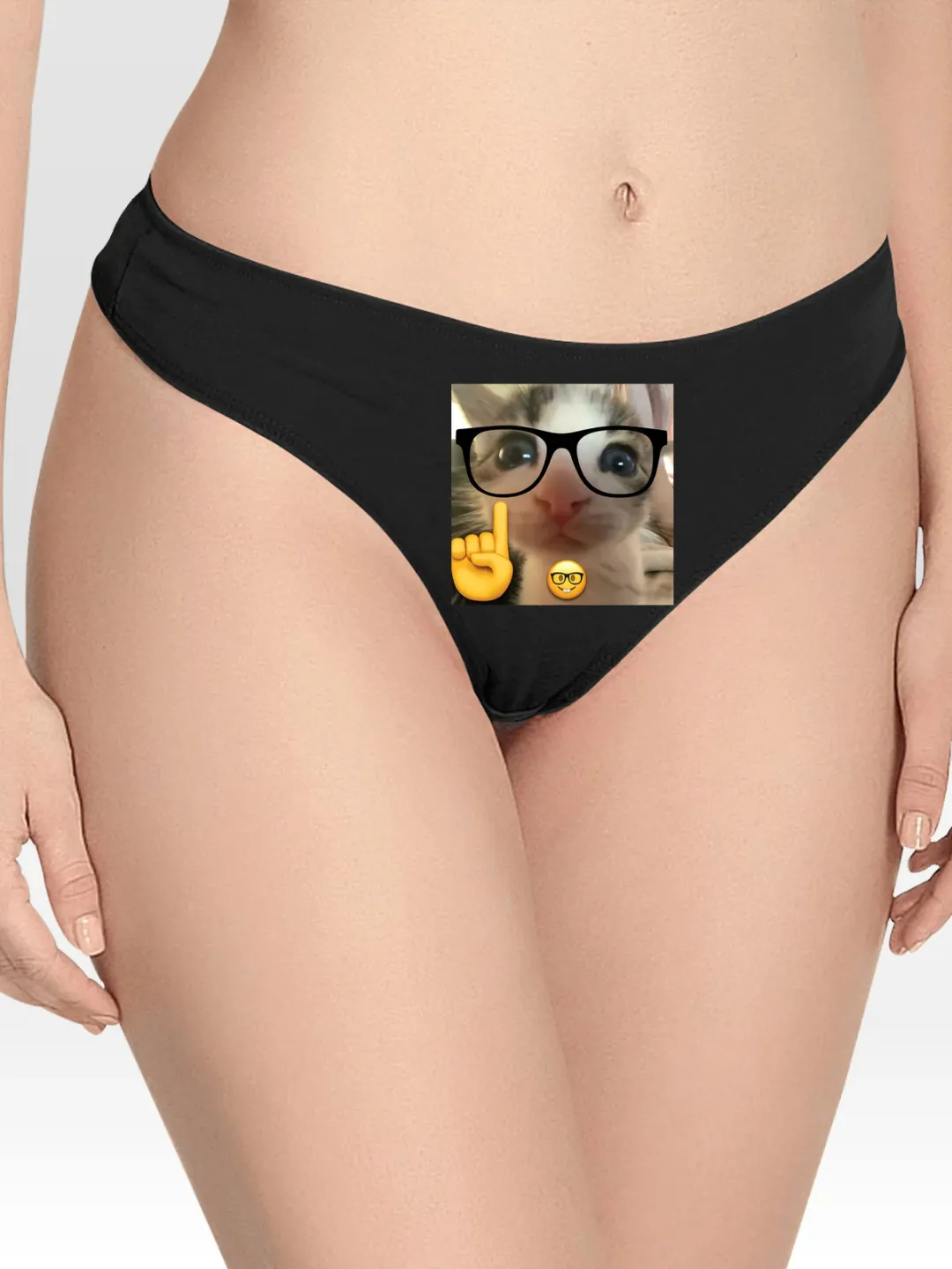 with print cat meme Lingerie Thong