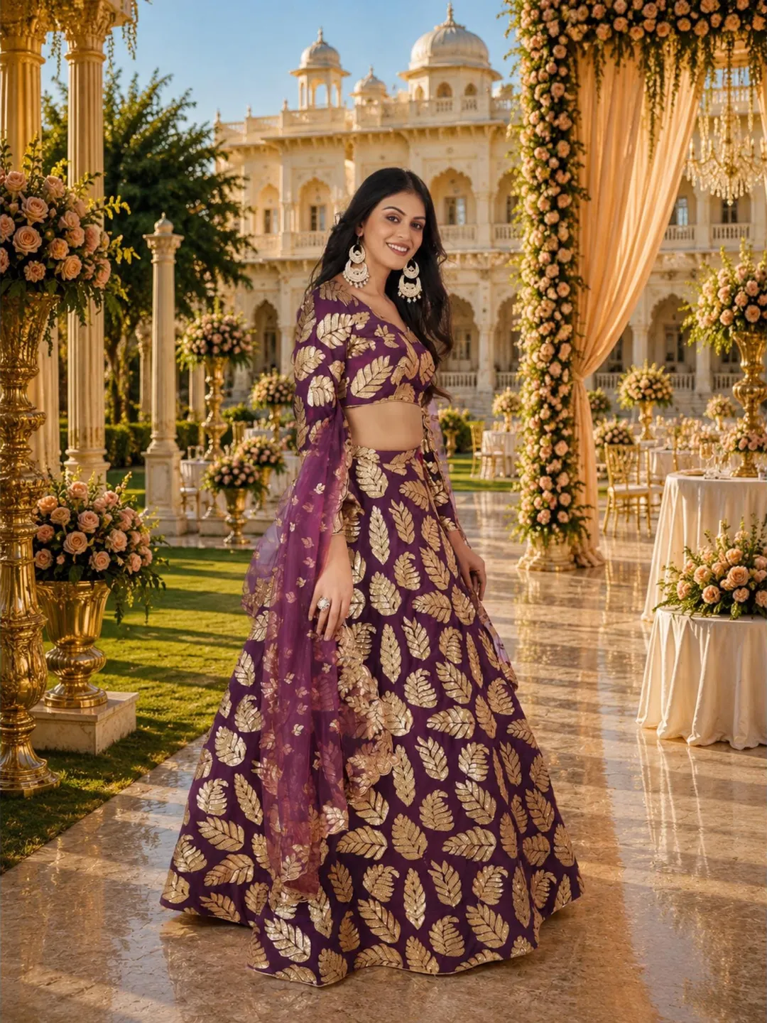 Purple Ready To Wear Lehenga Choli: Indian Wedding Wear, Embroidery Sequins