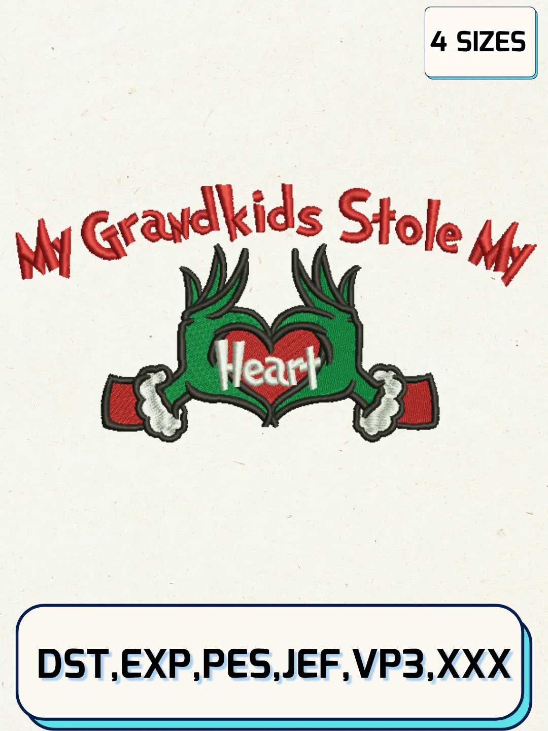 My Grandkids Stole My Heart Embroidery DesignChristmas Embroidery Designs,Machine Embroidery Files,4 Sizes
