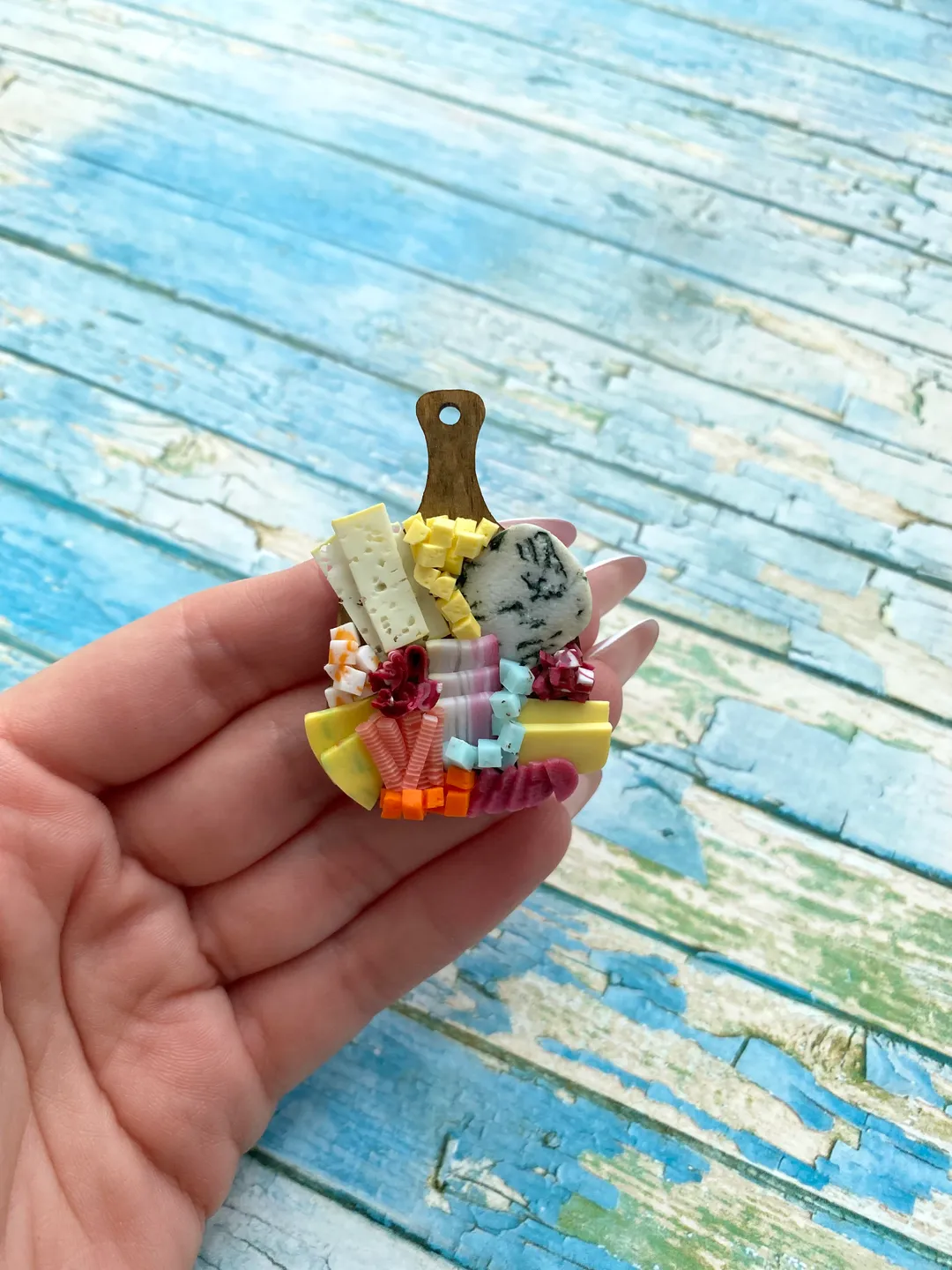 Magnet Miniature Cheese Charcuterie board with Polymer clay Souvenir