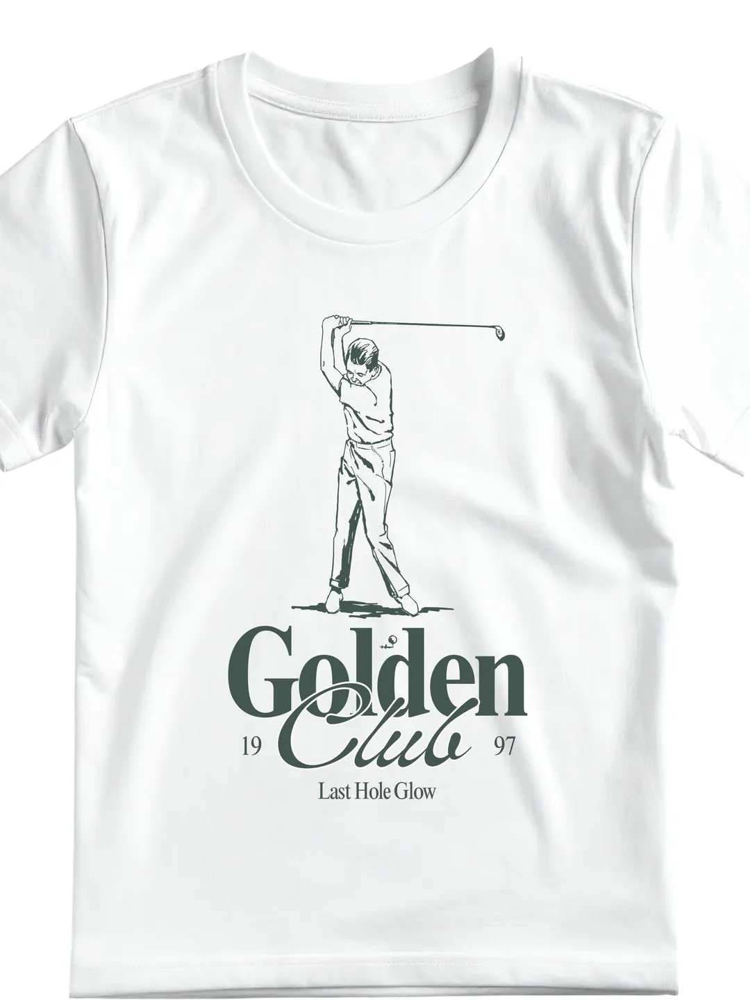 T-Shirt Design Cream and Green Simple Golf Golden Club T-Shirt | Minimal Golf Tee