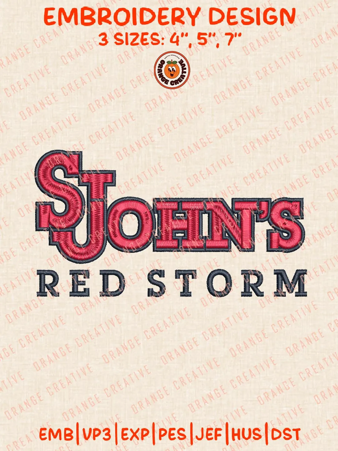 NCAA St Johns Red Storm Head Mascot Embroidery Design, NCAA Team Logo ...