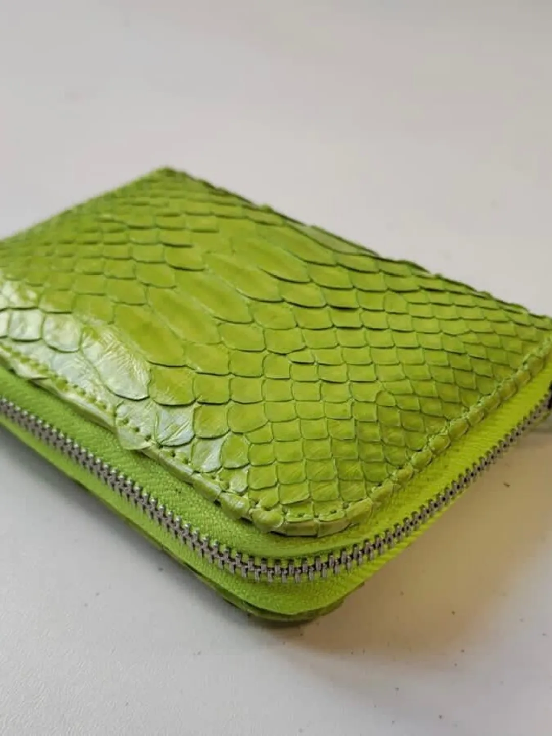 Genuine python skin green wallet | Small wallet | Exotic leather wallet | Women wallet | Snake trendy Wallet | Snakeskin designer wallet