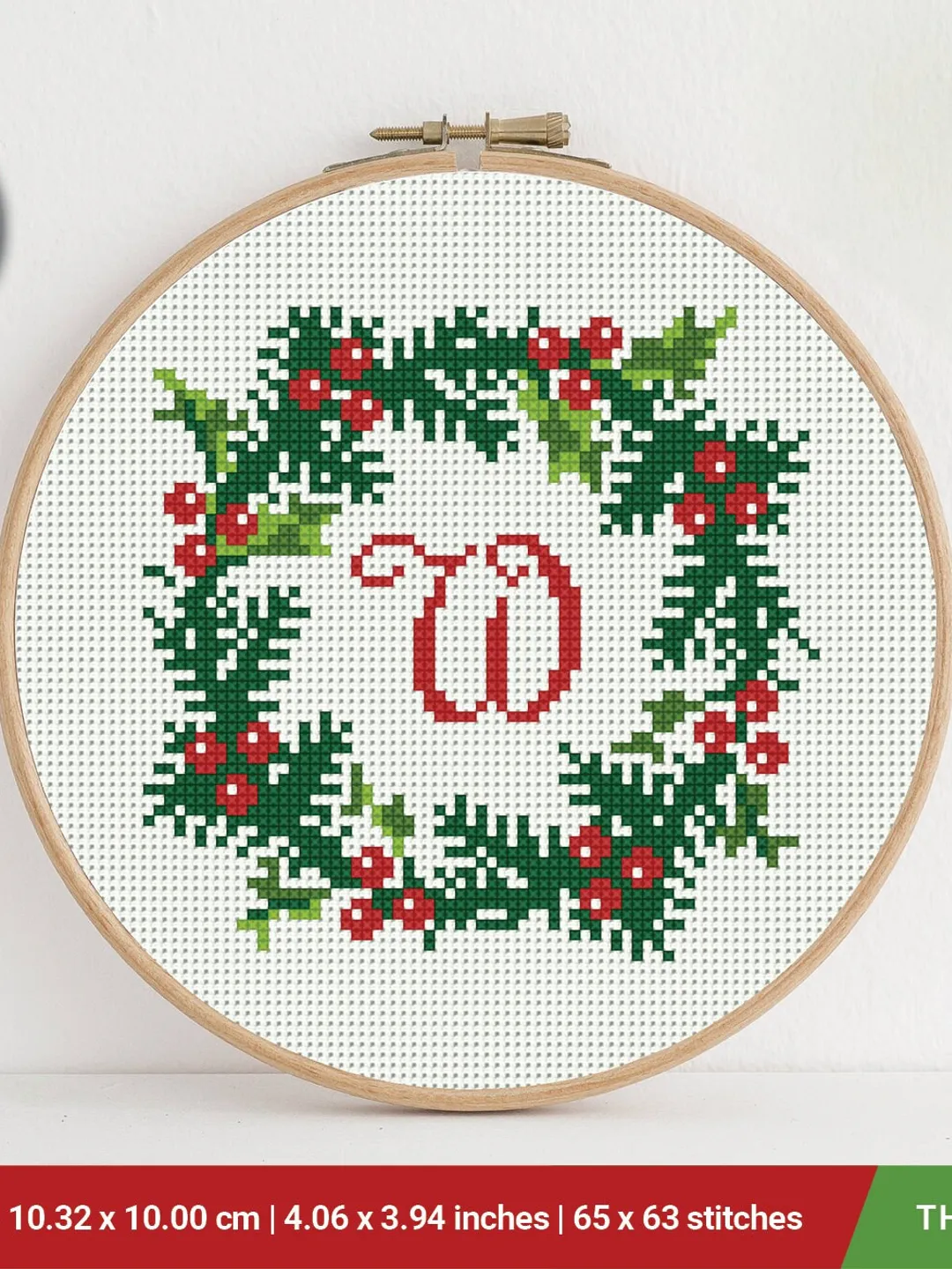 Christmas Wreath Monogram, Branch Noel cross stitch pattern, Holiday decor, counted, chart, gift DIY, embroidery, instant PDF