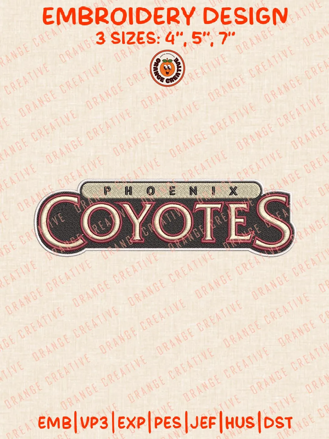 Arizona Coyotes NHL Text Logos Embroidery Designs, NHL Team Logo Embroidery Files, Machine Embroidery Design File, 4 Sizes, Custom Size, Digital Download